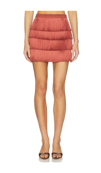 Patbo Amethyst Fringe Skirt In Brown