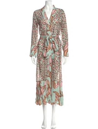 Pre-owned Patbo Animal Print Long Dress In Blue