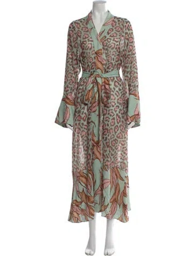 Pre-owned Patbo Animal Print Long Dress In Green