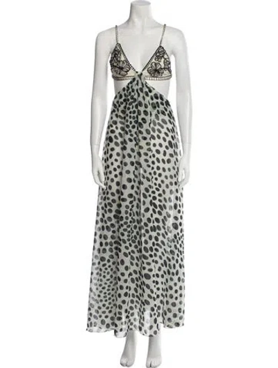 Pre-owned Patbo Animal Print Long Dress In Multi
