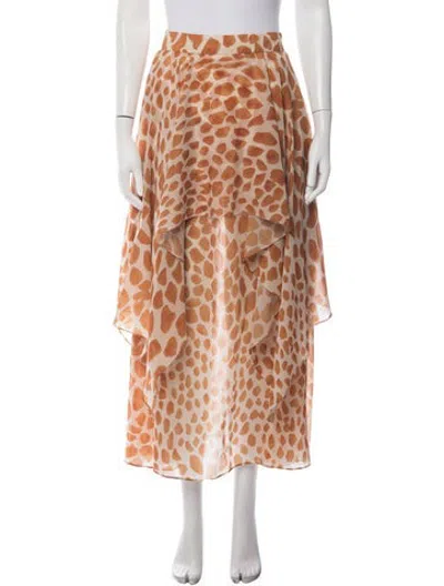 Pre-owned Patbo Animal Print Long Skirt In Brown
