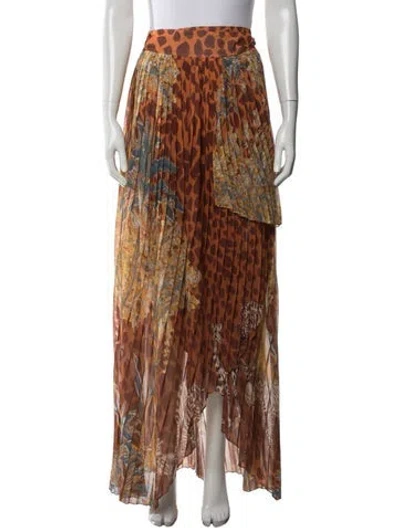 Pre-owned Patbo Animal Print Long Skirt In Orange