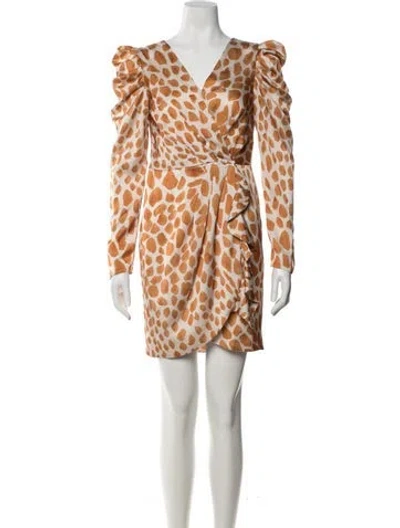 Pre-owned Patbo Animal Print Mini Dress In Orange