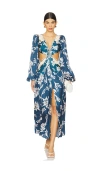 Patbo Embellished Artichoke Print Maxi Dress In Teal
