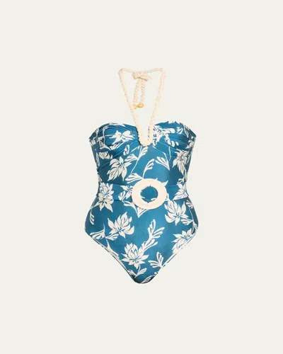 Patbo Artichoke Halter One-piece Swimsuit In Blue
