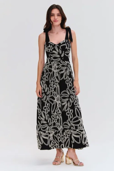 Patbo Asas Linen Lace Midi Dress In Black