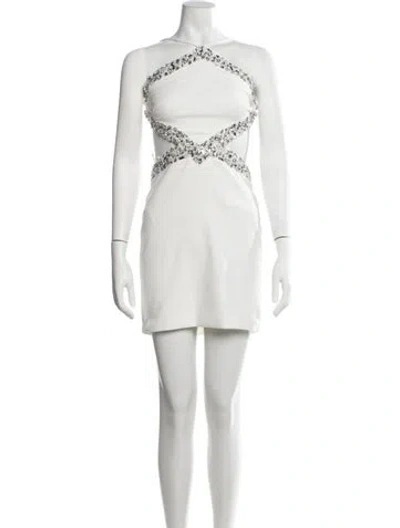 Pre-owned Patbo Asymmetrical Mini Dress In White