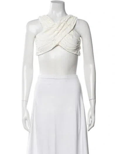 Pre-owned Patbo Asymmetrical Sleeveless Crop Top In Neutrals