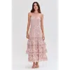 Patbo Aura Lace Flutter Midi Dress In Pink