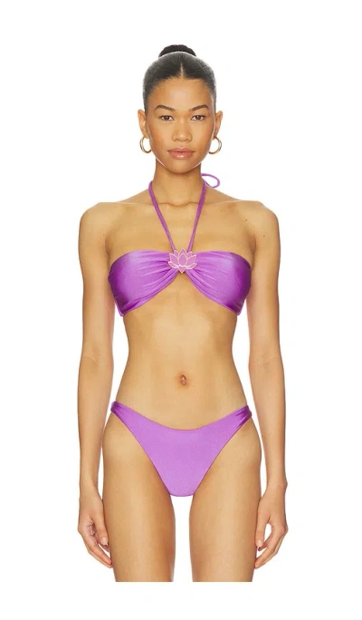 Patbo Aurora Lotus Buckle Bikini Top In Purple