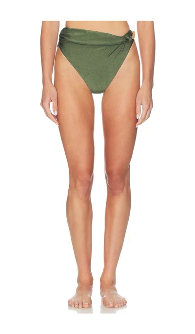 Patbo Aurora Lycra High Waist Bikini Bottom In Green