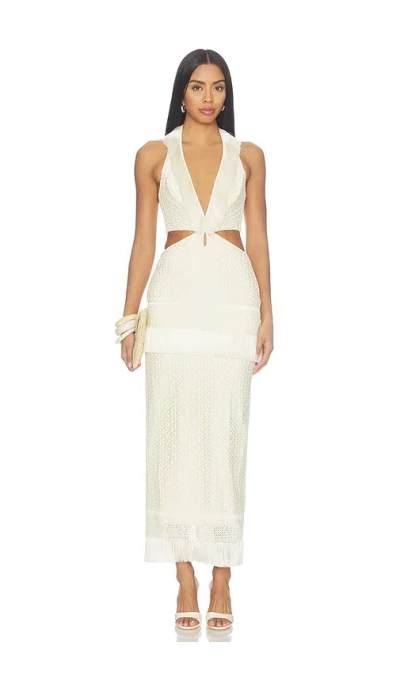 Patbo Ayla Fringe Long Dress In Neutral