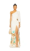 Patbo Bananeira Tropical One Shoulder Maxi Dress In White