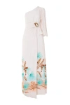 Patbo Bananeira Tropical One Shoulder Maxi Dress In White