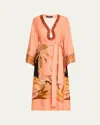 Patbo Bananier Long Caftan Coverup In Peach