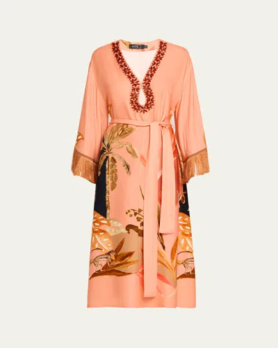 Patbo Bananier Long Caftan Coverup In Peach