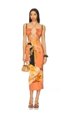 Patbo Bananier Midi Dress In Burnt Orange