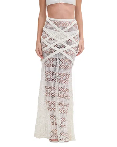 Patbo Beach Lace Braided Cover Up Maxi Skirt In Off White