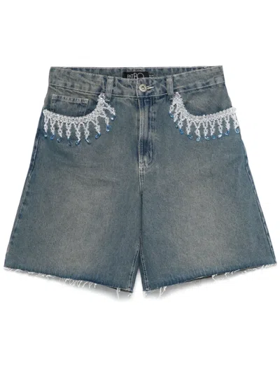 PATBO BEAD-DETAIL DENIM SHORTS