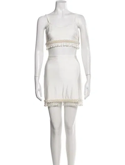 Pre-owned Patbo Beaded Accents Skirt Set In White