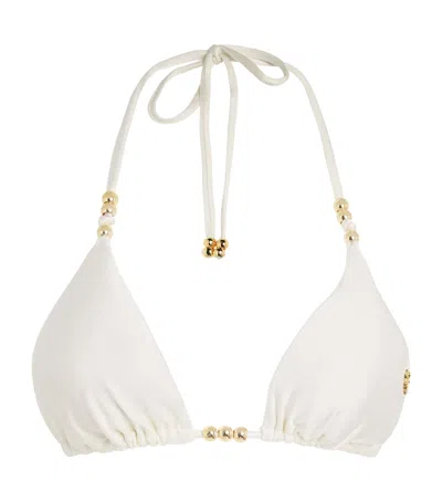Patbo Beaded Coral Bikini Top In White