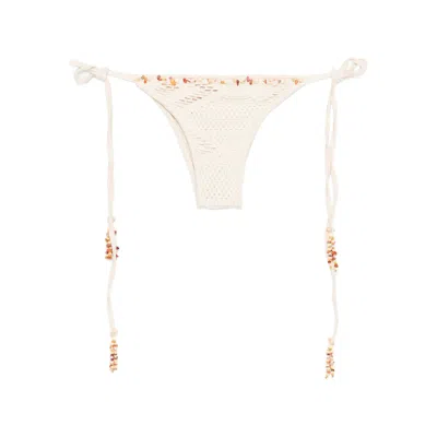 Patbo Beaded Crochet Knit Bikini Bottom In Neutral