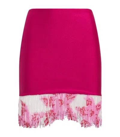 Patbo Beaded Fringe Mini Skirt In Pink