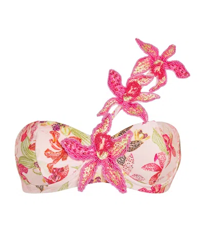 Patbo Beaded Orchid Bloom Bikini Top In Multi