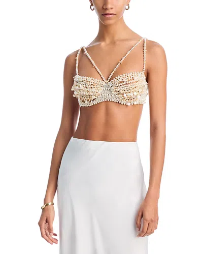Patbo Beaded Seashell Bralette In Beige