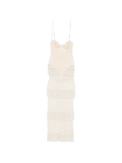 Patbo Beaded Tiered Maxi Dress In Neutral