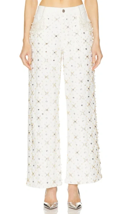 Patbo Beaded Wide Leg In White