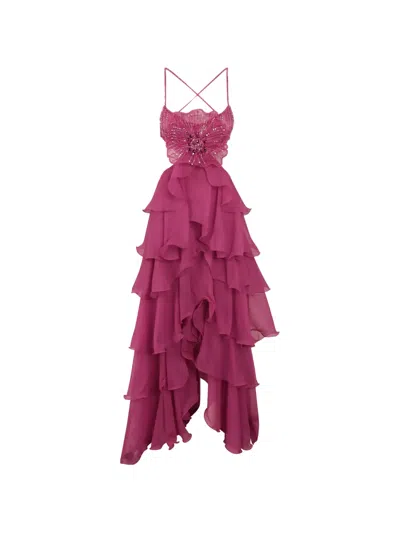 Patbo Bead-embellished Ruffled Dress In Pink