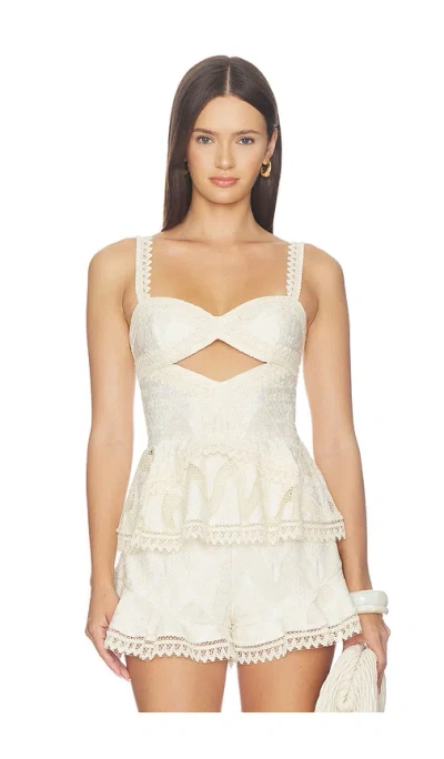 Patbo Bertha Lace Top In Off White