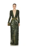 Patbo Bossa Sequin Gown In Green