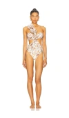 Patbo Botanic Retro Flower Applique One Piece