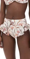 Patbo Botanic Retro Flutter Bikini Bottoms Off White In Brown