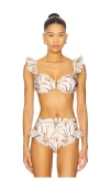 Patbo Botanic Retro Flutter Bikini Top In White