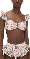 Patbo Botanic Retro Flutter Bikini Top Off White