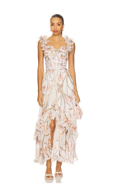 PATBO BOTANIC RETRO FLUTTER MAXI DRESS