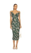 Patbo Botanic Ruffle Neck Ruched Midi Dress