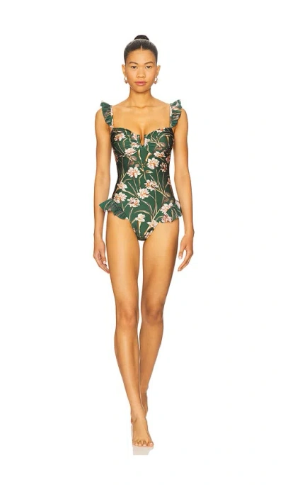 Patbo Botanic Retro Flutter One Piece In Green