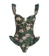 Patbo Botanic Retro Flutter One Piece Dark Green In Green