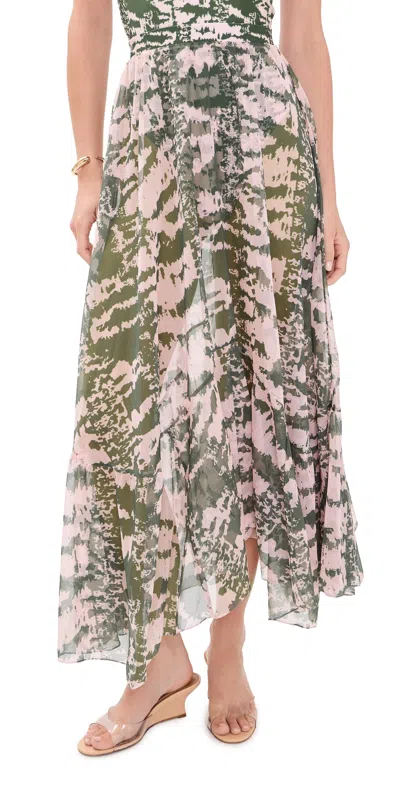 Patbo Botanic Stripe Long Skirt Green