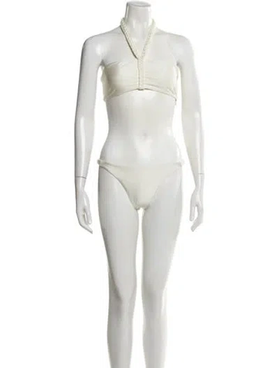 Pre-owned Patbo Braided Accents Bikini W/ Tags In White
