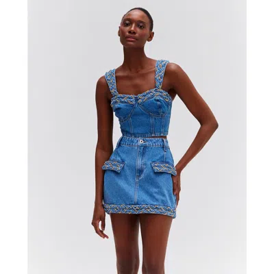 Patbo Braided Denim Mini Skirt
