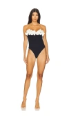 Patbo Breeze Jacquard Flower Applique One-piece Swimsuit In Black