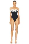 Patbo Breeze Jacquard Flower Applique One-piece Swimsuit In Blue