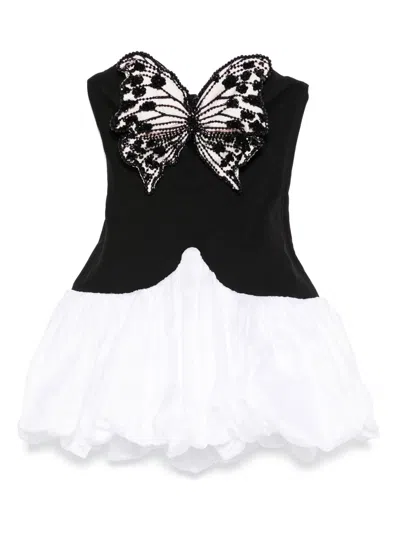 Patbo Butterfly-embellished Bubble Dress In Black