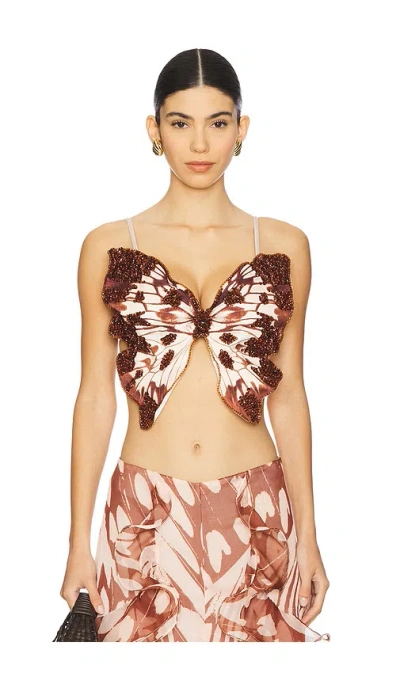 Patbo Butterfly Printed Top In Sand