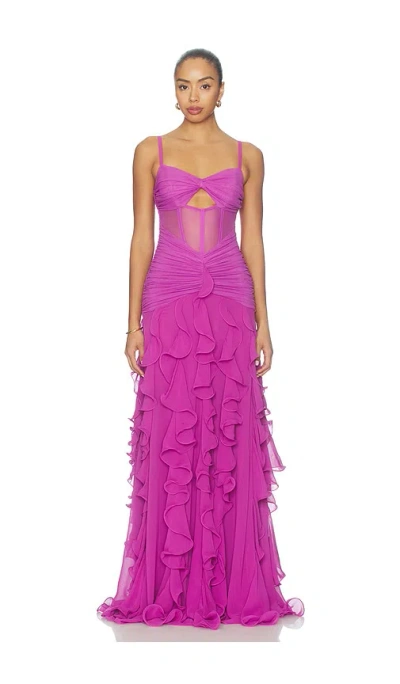 Patbo Chiffon Gloria Long Dress In Purple